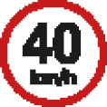 velocidade máxima permitida: 40km/h, placa circular com o número 40. 