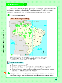 Imagem: Ilustração. Exemplifica como será a seção Cartografando. Página composta por textos e imagens. Fim da imagem.