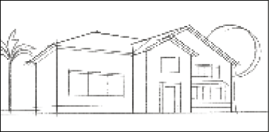 Imagem: Ilustração. Desenho em 3 dimensões de uma casa.  Fim da imagem.