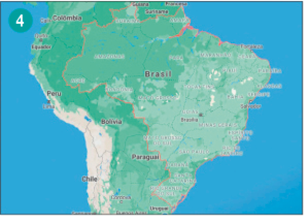 Imagem: Fotografia. Parte do mapa da América do Sul.  Fim da imagem.