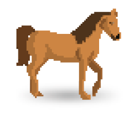 Imagem: Ilustração. Um cavalo marrom. Fim da imagem.