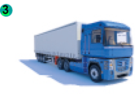 Imagem: Ilustração. Um caminhão azul e branco. Fim da imagem.