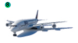 Imagem: Ilustração. Um avião branco. Fim da imagem.