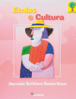 Imagem: Ilustração. Capa de livro. Uma mulher de vestido e chapéu. Na parte de cima, o título: etnias e cultura.  Fim da imagem.