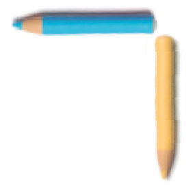 Imagem: Ilustração de dois lápis, um azul e um bege. Fim da imagem.