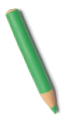 Imagem: Ilustração. Um lápis verde. Fim da imagem.
