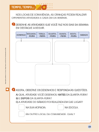 Imagem: Ilustração. Exemplifica como será a seção Tempo, tempo. Página composta por textos e imagens. Fim da imagem.