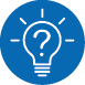 Imagem: Ícone referente à seção Questão problema, composto pela ilustração de uma lâmpada acesa com um ponto de interrogação no interior dentro de um círculo azul. Fim da imagem.