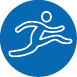 Imagem: Ícone referente à seção Superando defasagens, composto pela ilustração da silhueta de uma pessoa correndo dentro de um círculo azul. Fim da imagem.