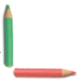 Imagem: Ilustração de dois lápis, um verde e um vermelho. Fim da imagem.