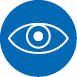 Imagem: Ícone referente à seção Primeiros contatos, composto pela ilustração de um olho dentro de um círculo azul. Fim da imagem.