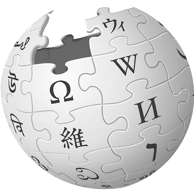 Ilustração. Logotipo Wikipédia. Peças de quebra cabeça encaixadas. Em cada uma delas um símbolo.