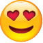 Emoji sorrindo com olhos de corações.