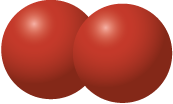 Ilustração. Dois átomos vermelhos.
