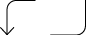 Ilustração. À esquerda, uma seta curva, direcionada para baixo. À direita, uma forma composta por um pequeno traço vertical e um pequeno traço horizontal, voltado para a esquerda.