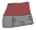 Ilustração de uma casa cinza com telhado vermelho.