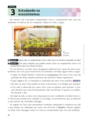 Página em miniatura do capítulo 3 com o título 'Estudando os ecossistemas?', composta por uma fotografia e textos.