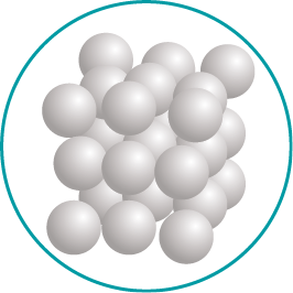 Ilustração das esferas próximas umas das outras, com o mesmo padrão de organização. As esferas e suas bordas estão bem nítidas e definidas.