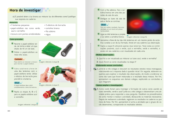 Páginas em miniatura da seção com o título 'Hora de investigar'. Páginas compostas por textos e fotografias.