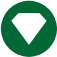 Ícone composto por um círculo verde com um diamante.