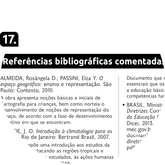 Página de referência 17 da seção Referências bibliográficas comentadas com uma lista.