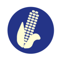 Ícone composto por uma espiga de milho em um círculo azul.