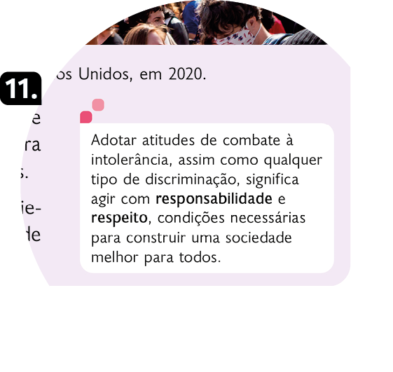 Página de referência 11 do boxe Competências socioemocionais com texto em um quadro branco.