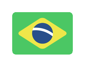 Bandeira do Brasil, composta por um retângulo verde, um losango amarelo e um círculo azul com uma faixa e estrelas.