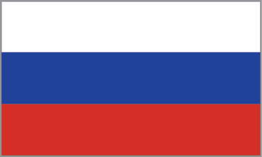 Bandeira da Rússia, composta por três faixas horizontais em branco, azul e vermelho.