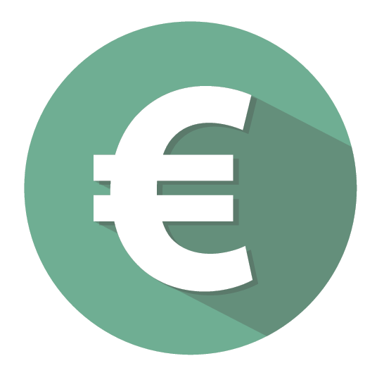 Ilustração. Símbolo do Euro, composto por um E com dois traços ao centro.