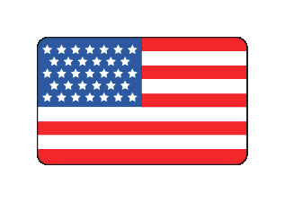 Bandeira dos Estados Unidos, compostas por um quadrado azul com estrelas no canto superior esquerdo, seguido por listras vermelhas e brancas.