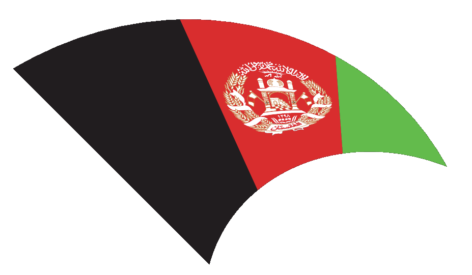 Bandeira composta por três faixas verticais em preto, vermelho e verde, com um brasão ao centro.