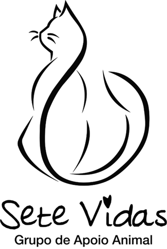 Logotipo Sete Vidas – Grupo de Apoio Animal composto pelo nome abaixo da ilustração de um gato.