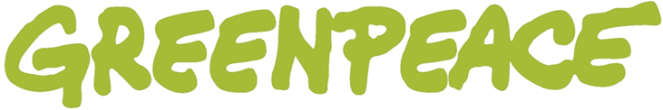 Logotipo GREENPEACE composto pelo nome em verde.
