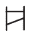 Letra do alfabeto fenício equivalente ao H, representado por dois traços verticais paralelos com dois traços entre eles, sendo um na horizontal e outro na diagonal.