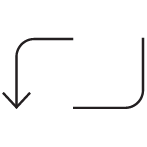 Ilustração de uma forma composta por uma seta voltada para baixo e, ao lado, um traço semelhante a letra L espelhada.
