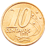 Fotografia de uma moeda de 10 centavos.