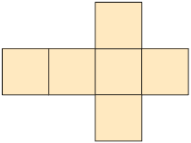 Ilustração de uma figura plana composta por 4 quadrados, um ao lado do outro e, no terceiro, da esquerda para a direita, há outro quadrado em cima e outro embaixo.