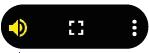Detalhe de parte de uma barra digital com três botões. Botão de volume em destaque; botão de tela cheia; e botão de velocidade.