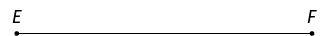Ilustração de um segmento de reta que vai do ponto E ao F com 5 centímetros de comprimento.