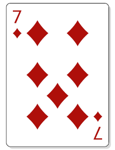 Ilustração de uma carta de baralho: 7 de ouro.