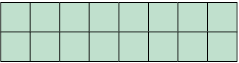 Ilustração de um retângulo formado por 16 quadradinhos, 8 de comprimento e 2 de largura.
