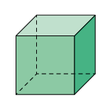 Ilustração de uma figura geométrica espacial que possui 6 lados em formatos de quadrados.