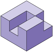 Ilustração de uma parte de um cubo, com ênfase para o espaço de três pequenos cubos faltantes.