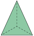 Ilustração de uma pirâmide. Ela possui uma base, a qual tem formato de um triângulo.