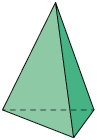Ilustração de uma figura geométrica espacial com apenas uma base, e triangular.