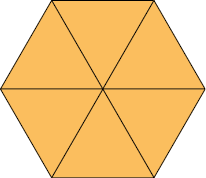 Ilustração de uma figura dividida em 6 partes iguais. Todas as partes estão coloridas de laranja.