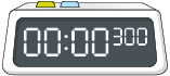 Ilustração de um cronômetro marcando '0 minuto', '0 segundo' e '300 milésimos de segundo'. 