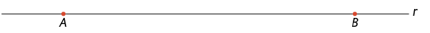 Ilustração de uma reta r com os pontos A e B em cima dela.