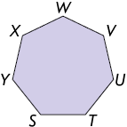Ilustração de uma figura geométrica plana de 7 lados e seus vértices S, T, U, V, W, X, Y.